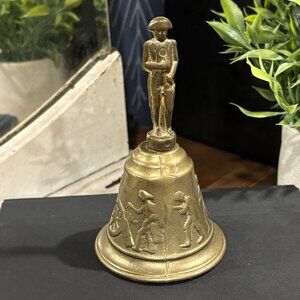 Vintage Brass Bell Depicting Napoleon Bonaparte Clapper Bell French Table Bell
